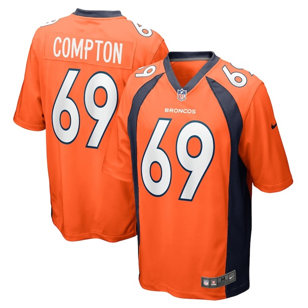 mens nike tom compton orange denver broncos game player jersey